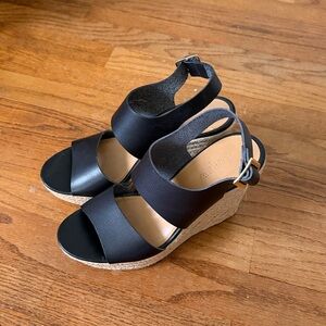 J Crew Factory brown leather wedges
